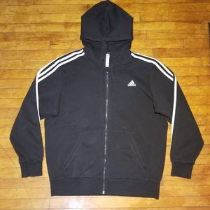 Adidas Zip-up Classic Black & 3 White Stripes Jacket